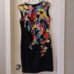 London Times Dress - Size 10 (fits more like 8) - Black w/bright floral design